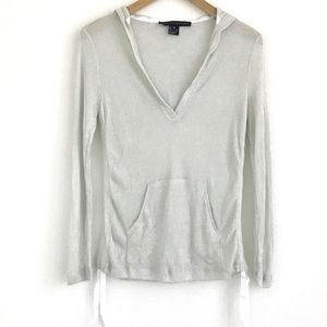 #054 Yansi Fugel silver metallic pullover hooded top